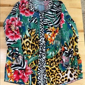 John Mark Multicolor Animal Print Shirt